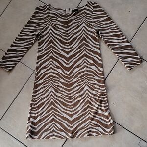 J Crew Zebra Print Merino Wool Dress SZ M